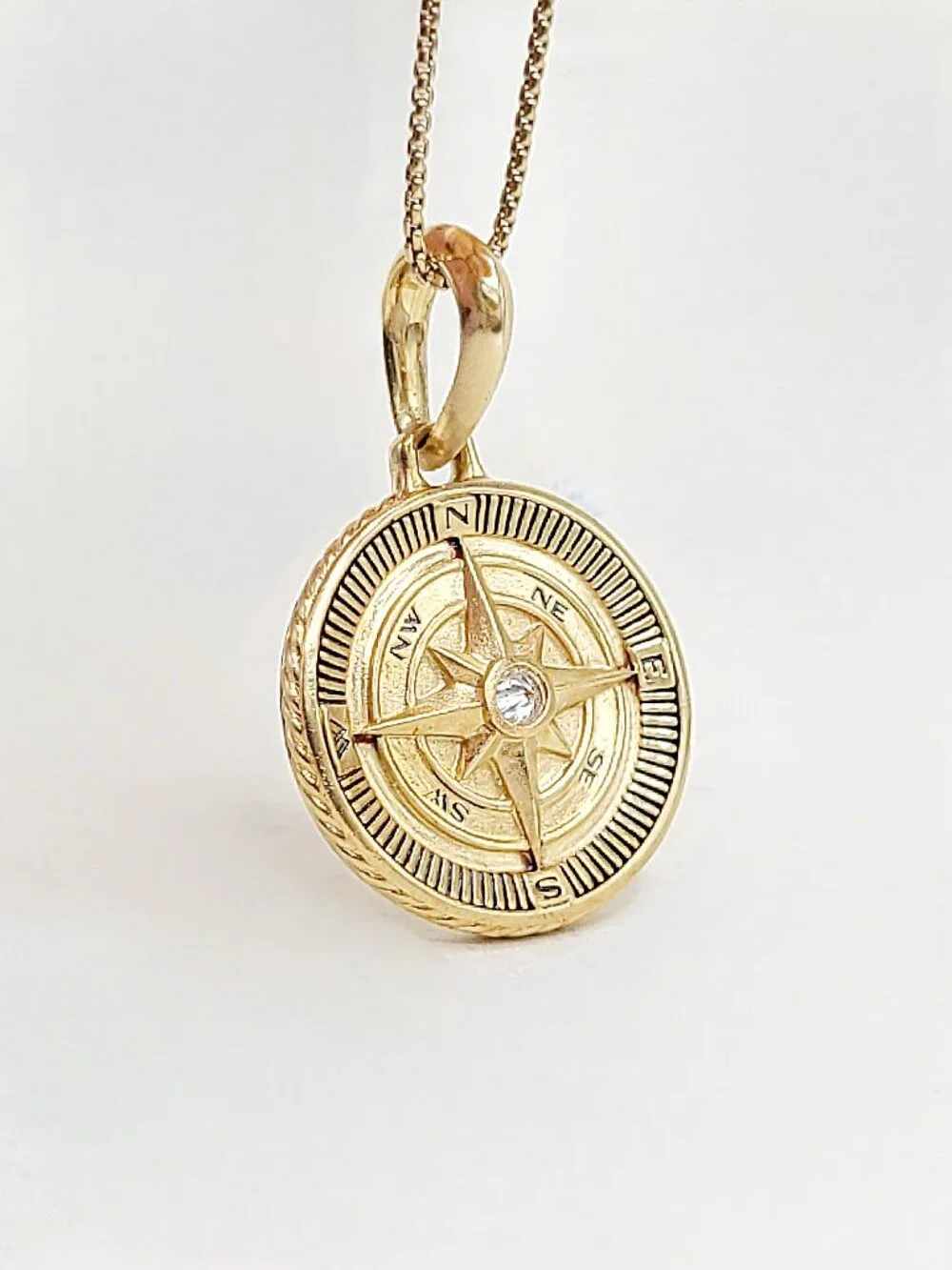 David Yurman Maritime Compass Amulet in 18K Yellow Gold w/ Center Diamond - 20mm